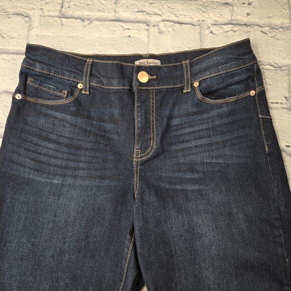 Juicy Couture Flaunt It Bottom Enhancing Dark Wash Denim Cuffed Bermudas size 10 - Picture 2 of 13